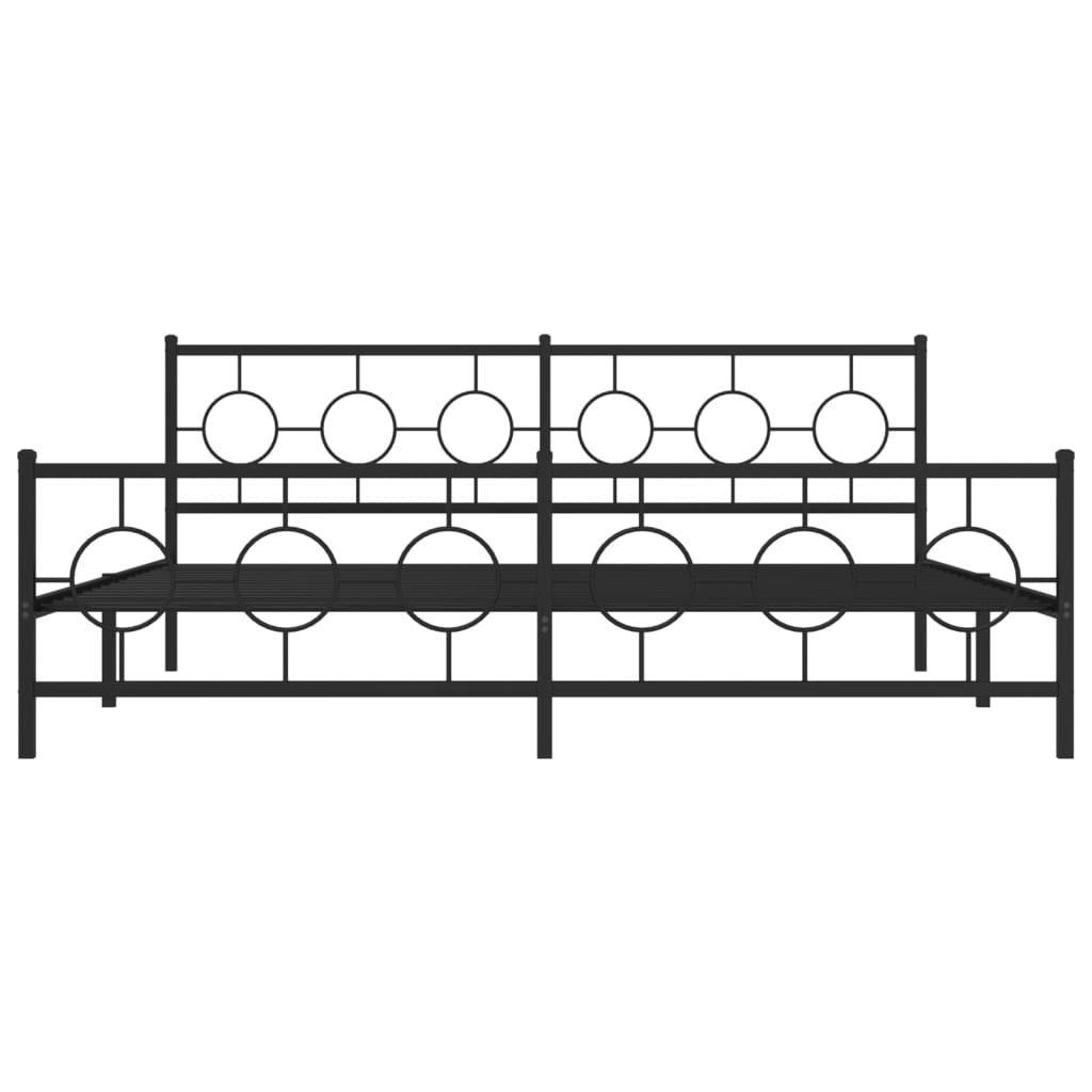 Cadre de lit métal sans matelas avec pied de lit noir 193x203cm - XIOS