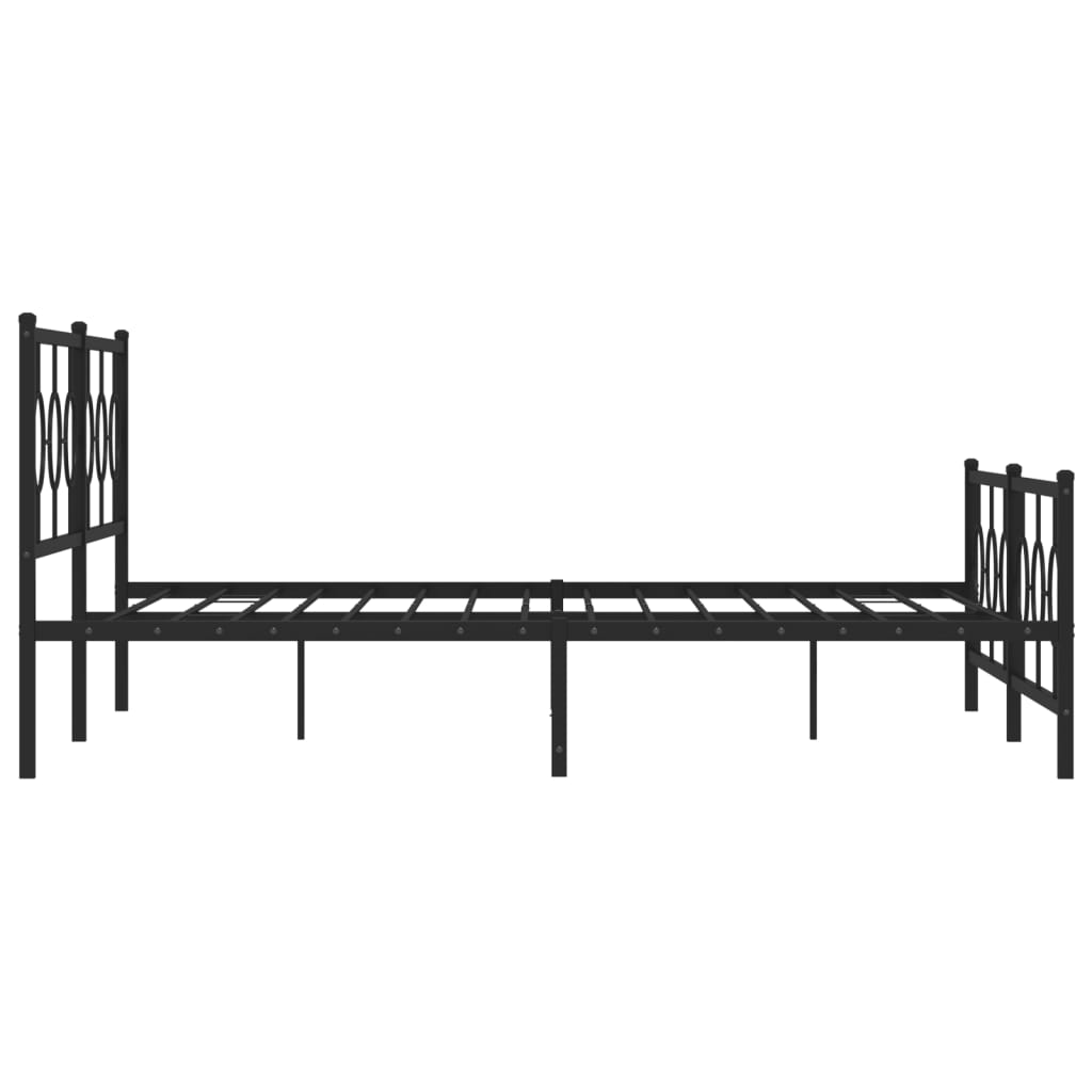 Cadre de lit métal sans matelas avec pied de lit noir 193x203cm - XIOS
