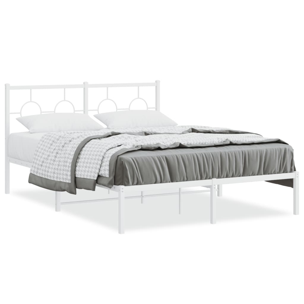 Cadre de lit métal sans matelas et tête de lit blanc 140x200 cm - XIOS