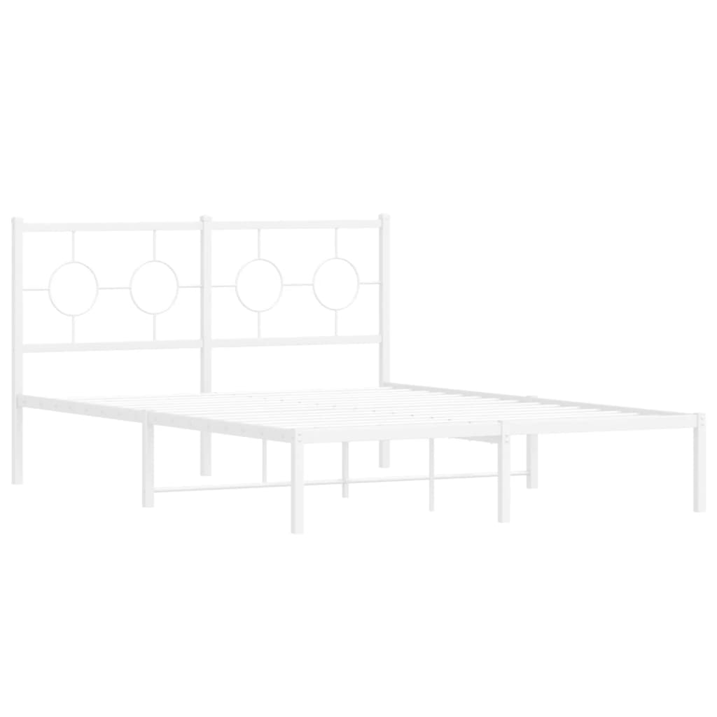 Cadre de lit métal sans matelas et tête de lit blanc 140x200 cm - XIOS