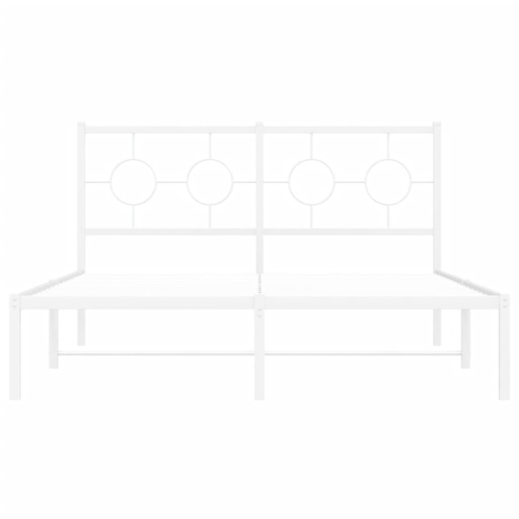 Cadre de lit métal sans matelas et tête de lit blanc 140x200 cm - XIOS