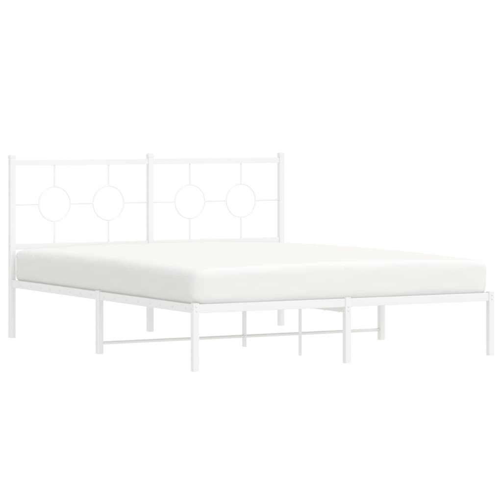 Cadre de lit métal sans matelas et tête de lit blanc 150x200 cm - XIOS