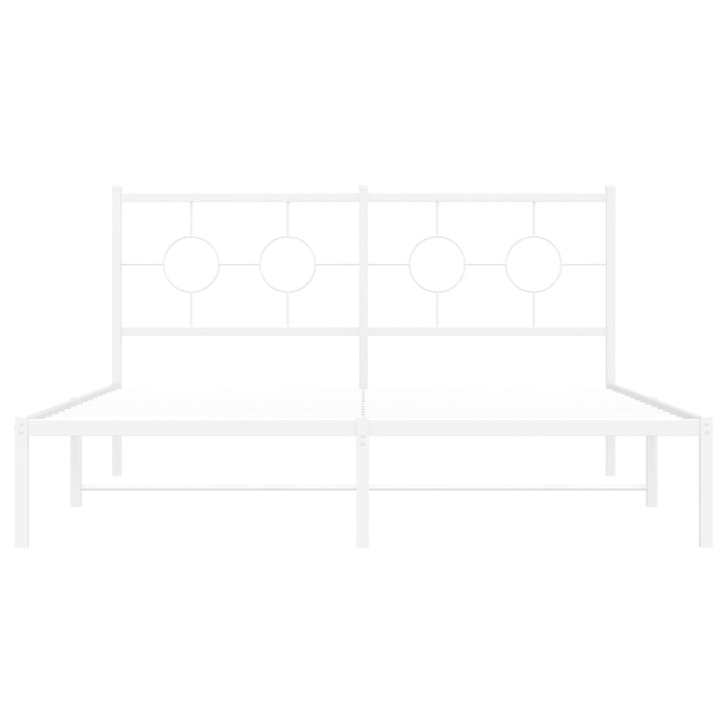 Cadre de lit métal sans matelas et tête de lit blanc 150x200 cm - XIOS