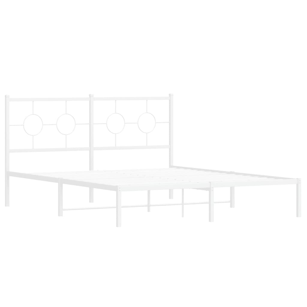 Cadre de lit métal sans matelas et tête de lit blanc 160x200 cm - XIOS