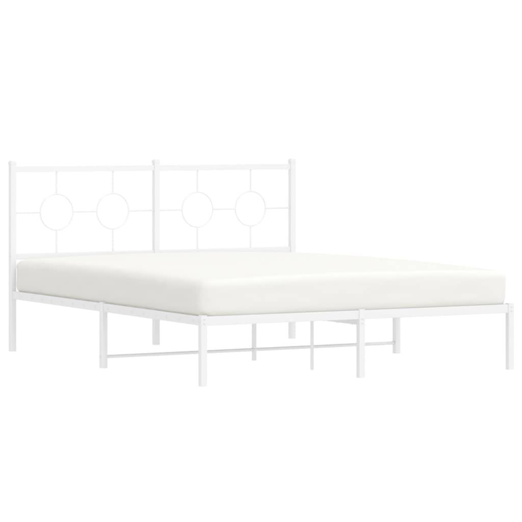 Cadre de lit métal sans matelas et tête de lit blanc 160x200 cm - XIOS
