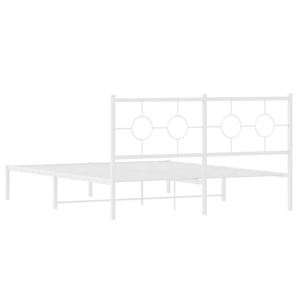 Cadre de lit métal sans matelas et tête de lit blanc 160x200 cm - XIOS