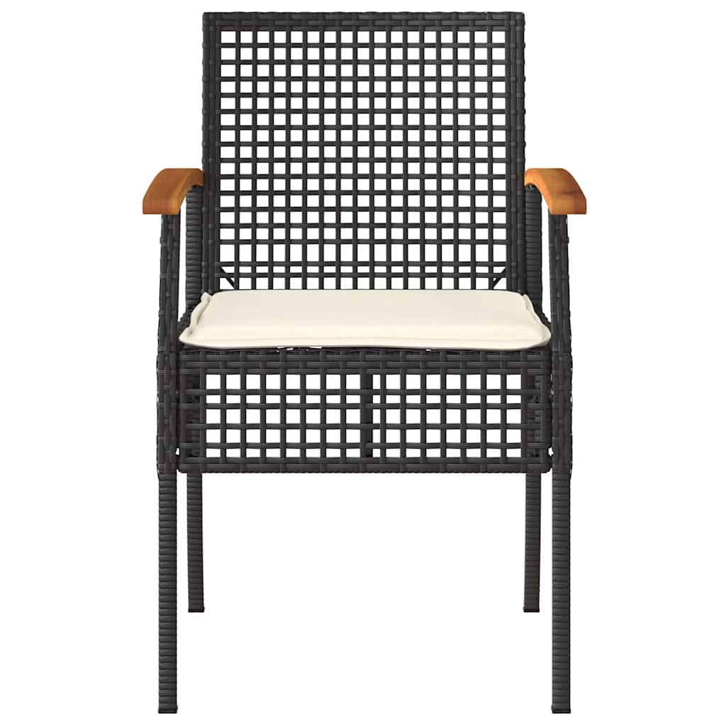 Ensemble de bistro 3 pcs et coussins noir résine tressée acacia - XIOS
