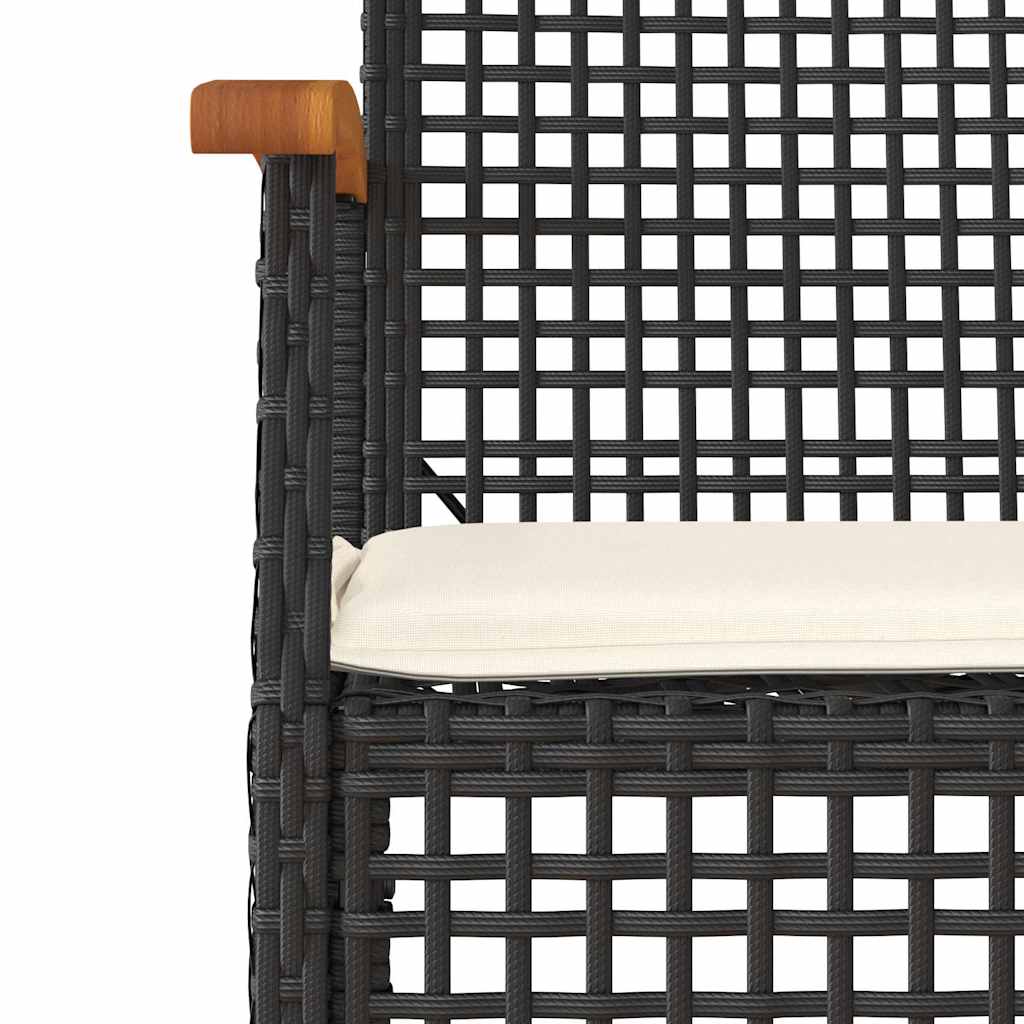 Ensemble de bistro 3 pcs et coussins noir résine tressée acacia - XIOS