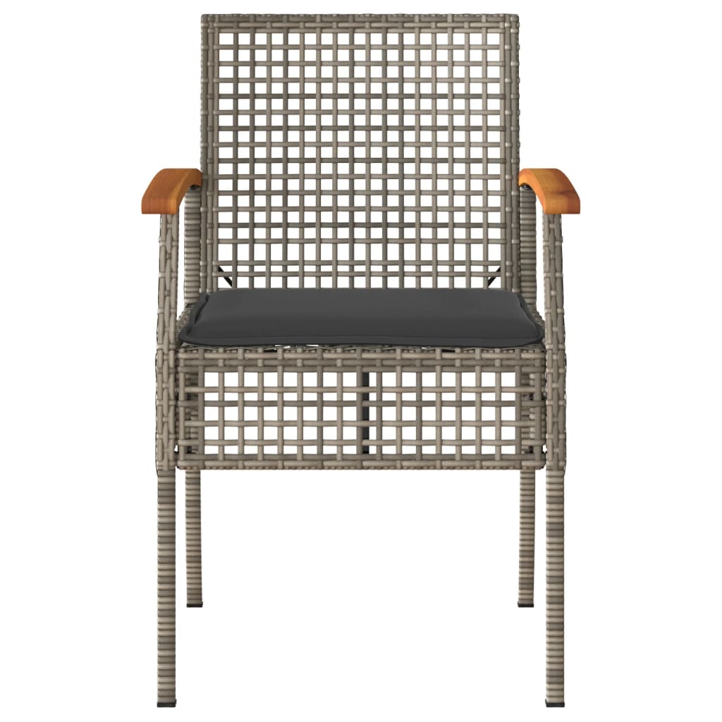 Ensemble de bistro 3 pcs et coussins gris résine tressée acacia Salons de jardin vidaXL