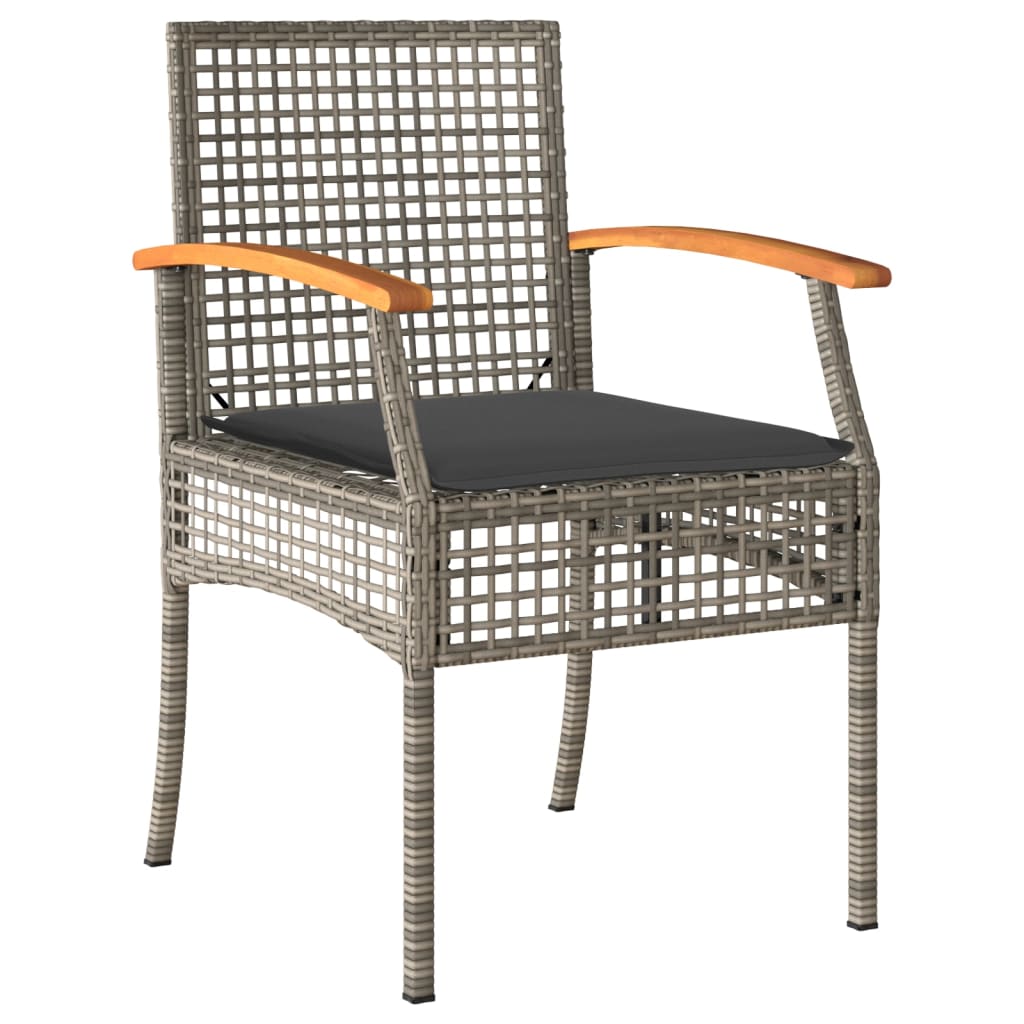 Ensemble de bistro 3 pcs et coussins gris résine tressée acacia Salons de jardin vidaXL