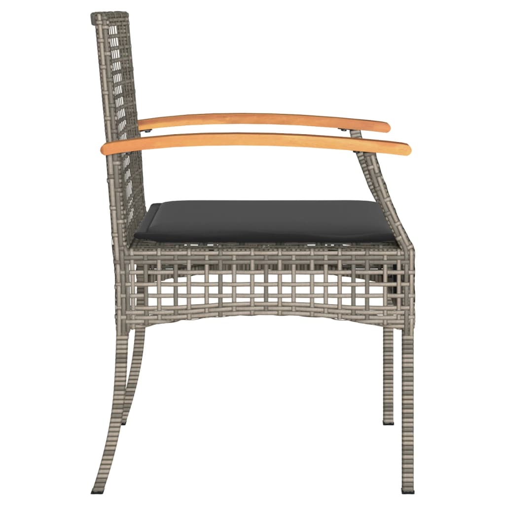 Ensemble de bistro 3 pcs et coussins gris résine tressée acacia Salons de jardin vidaXL