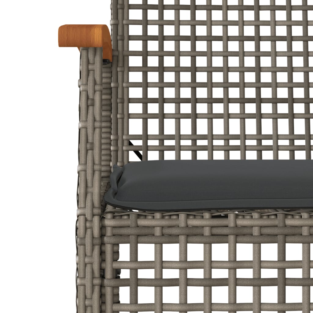 Ensemble de bistro 3 pcs et coussins gris résine tressée acacia Salons de jardin vidaXL