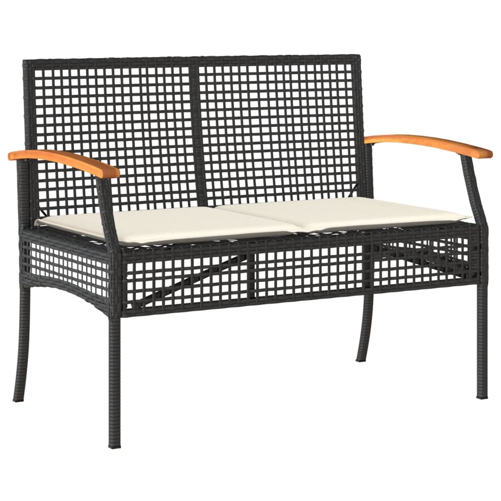 Salon de jardin 4 pcs avec coussins Noir Résine tressée Salons de jardin vidaXL