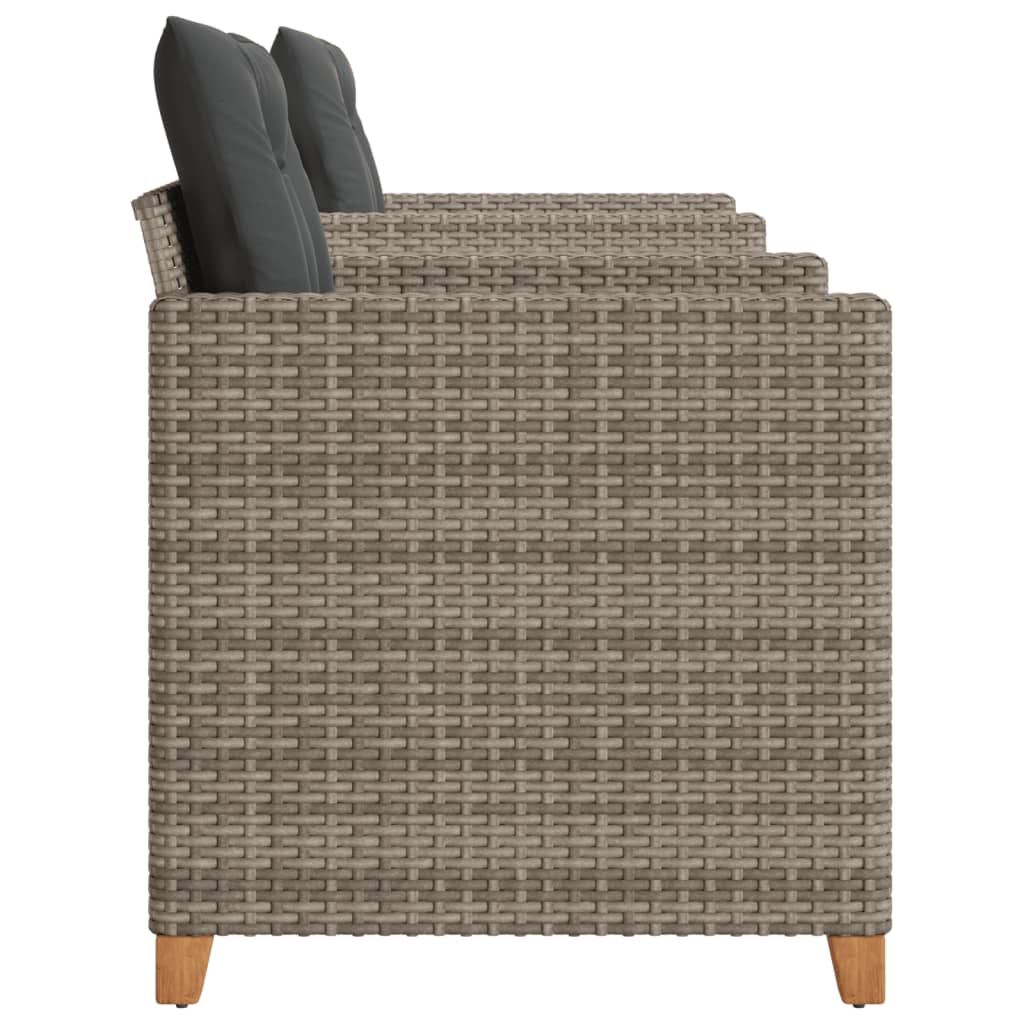 Ensemble de bistro 3 pcs et coussins gris résine tressée acacia Salons de jardin vidaXL