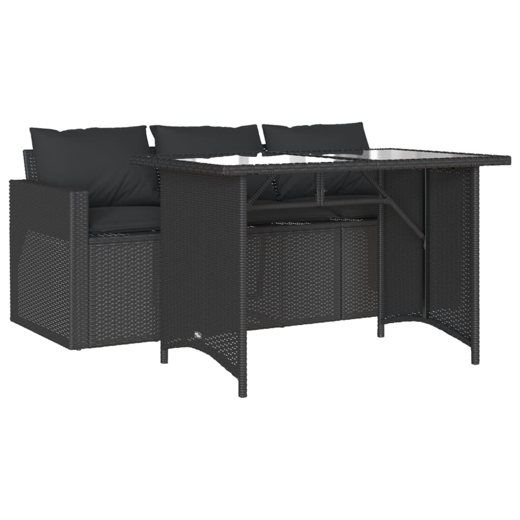 Ensemble à manger de jardin coussins 2pcs noir résine tressée Salons de jardin vidaXL