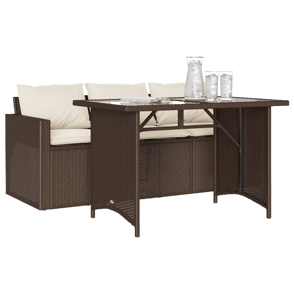 Ensemble à manger de jardin avec coussins 2 pcs marron rotin - XIOS