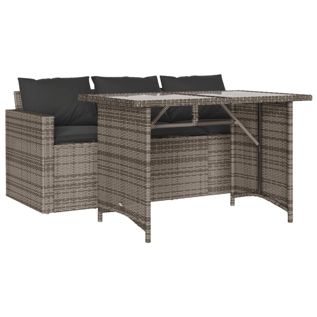 Ensemble à manger de jardin et coussins 2 pcs gris rotin - XIOS