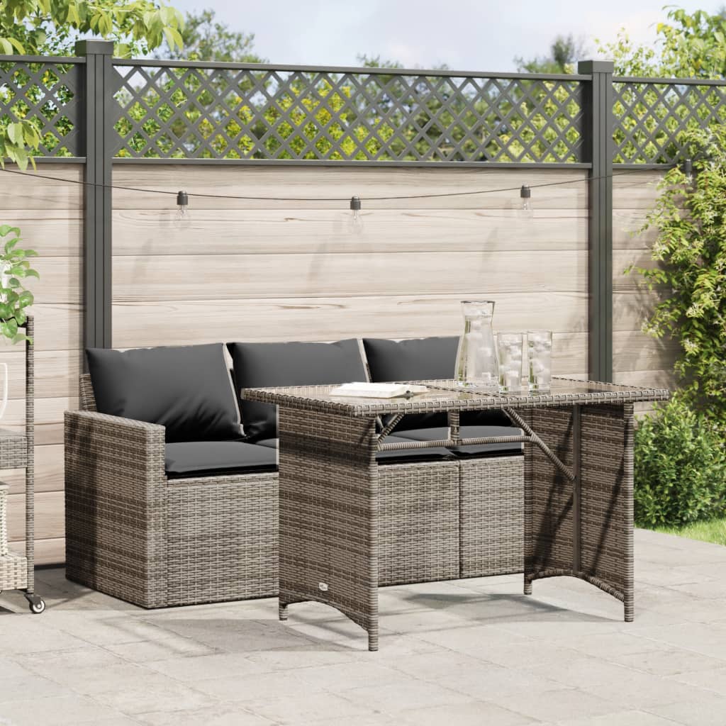 Ensemble à manger de jardin et coussins 2 pcs gris rotin - XIOS