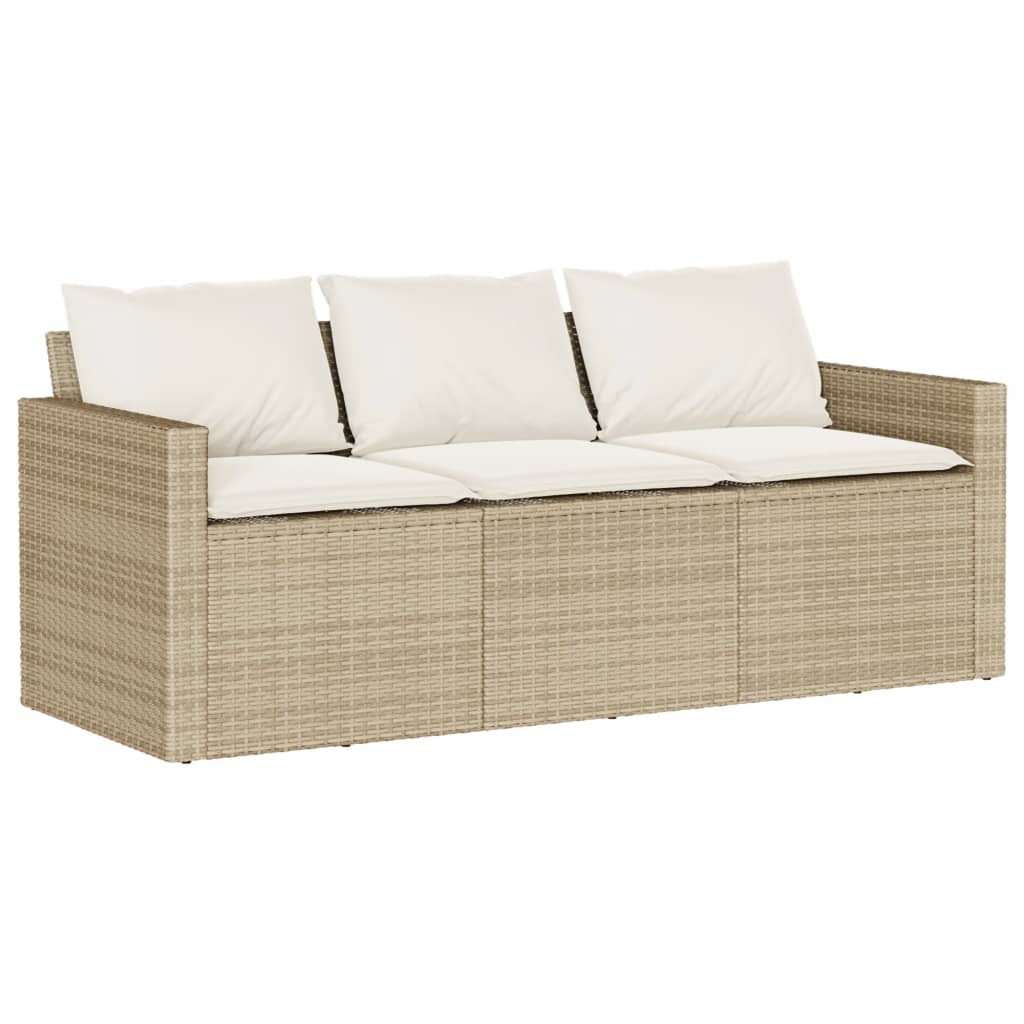 Ensemble à manger de jardin et coussins 2 pcs beige poly rotin Salons de jardin vidaXL