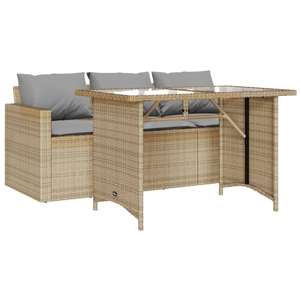 Ensemble à manger de jardin et coussins 2 pcs beige poly rotin - XIOS
