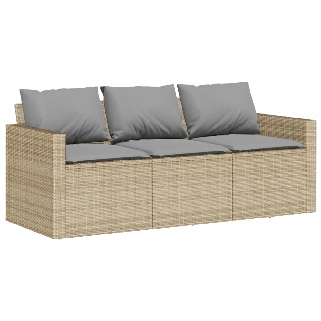 Ensemble à manger de jardin et coussins 2 pcs beige poly rotin - XIOS