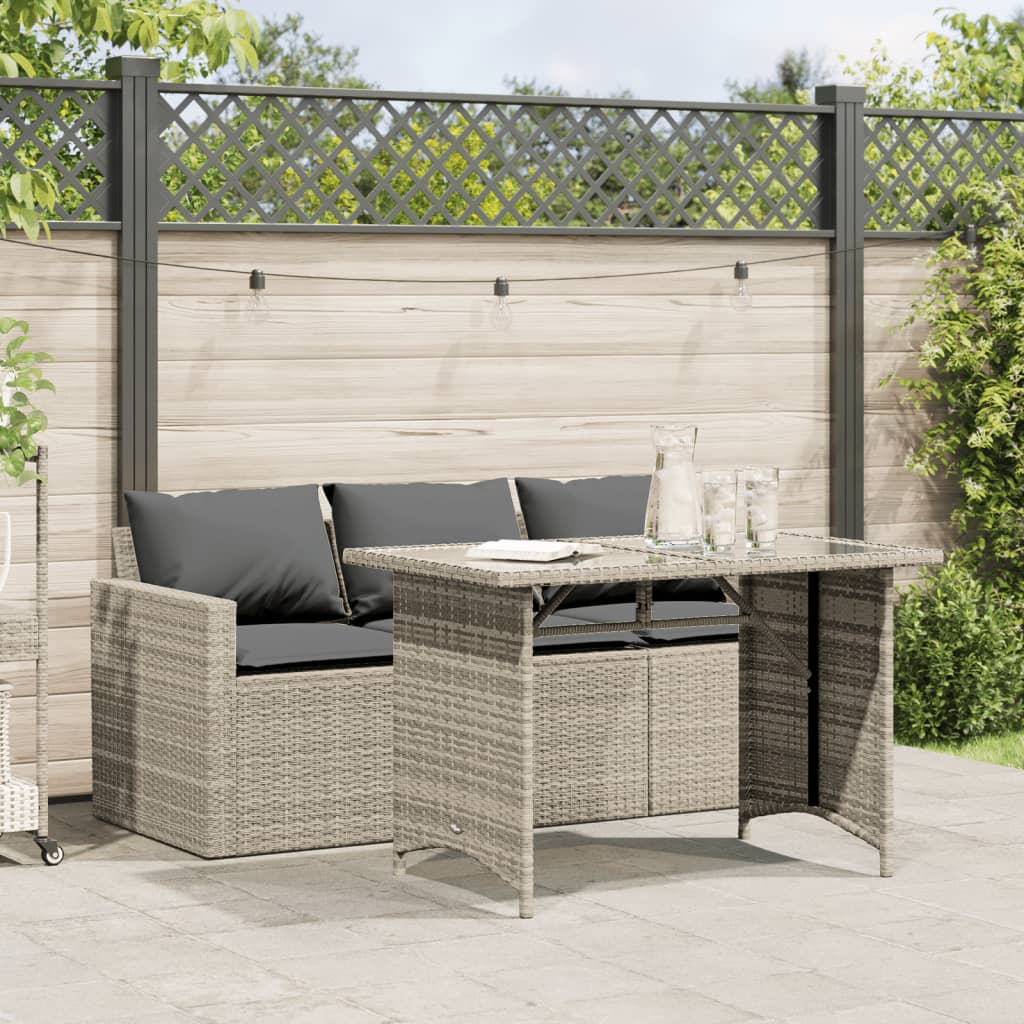 Ensemble à manger de jardin et coussins 2 pcs gris clair rotin Salons de jardin vidaXL