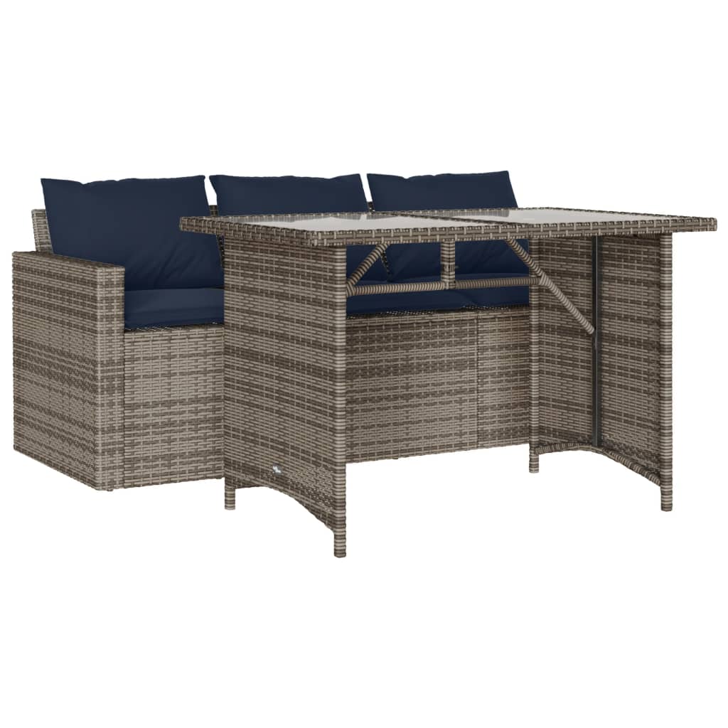 Ensemble à manger de jardin et coussins 2 pcs gris rotin - XIOS
