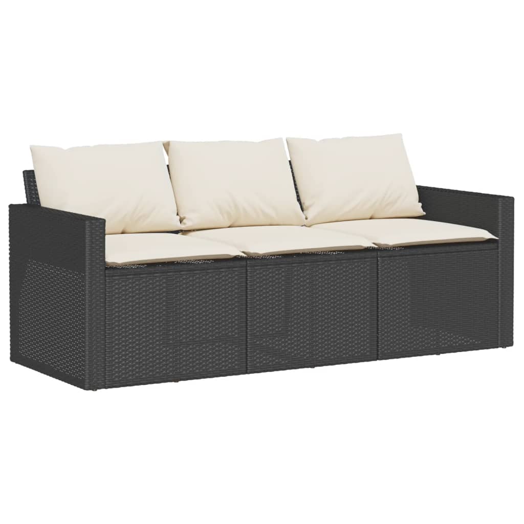 Ensemble à manger de jardin coussins 2pcs noir résine tressée - XIOS