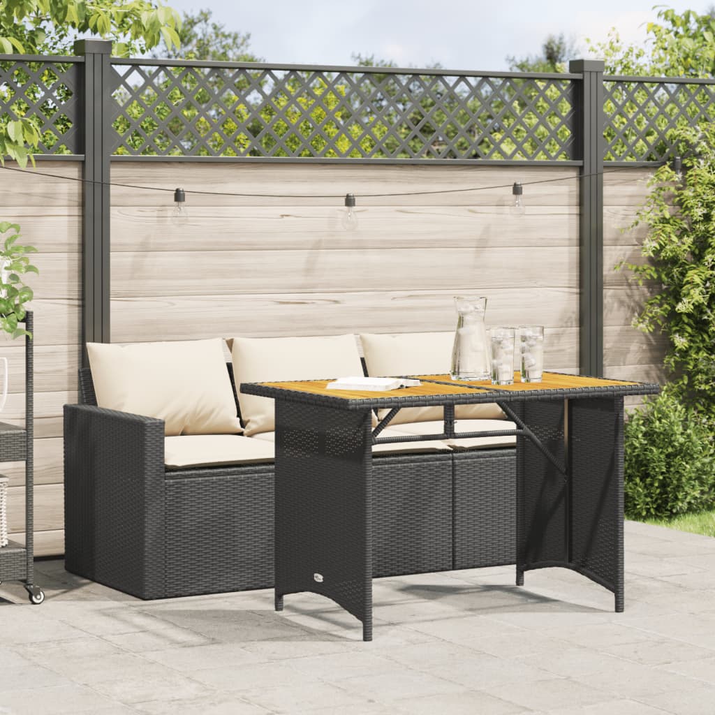 Ensemble à manger de jardin coussins 2pcs noir résine tressée - XIOS