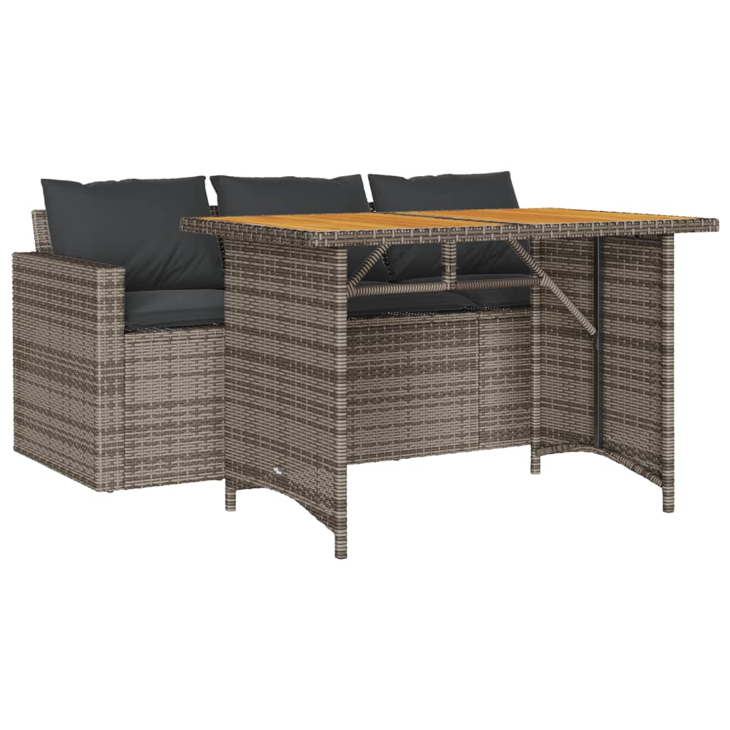 Ensemble à manger de jardin et coussins 2 pcs gris rotin - XIOS