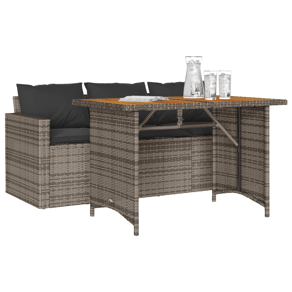 Ensemble à manger de jardin et coussins 2 pcs gris rotin - XIOS