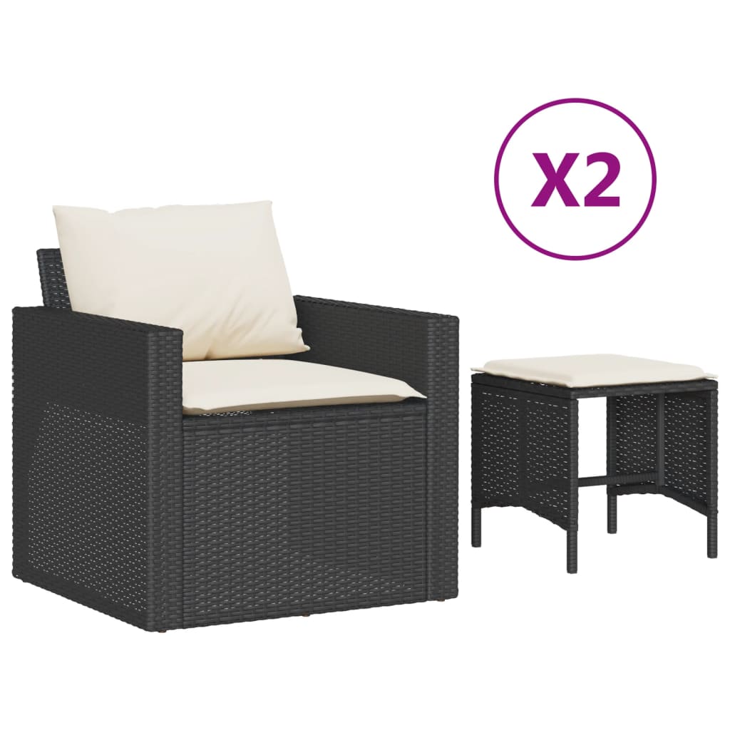 Salon de jardin 4 pcs avec coussins noir résine tressée - XIOS