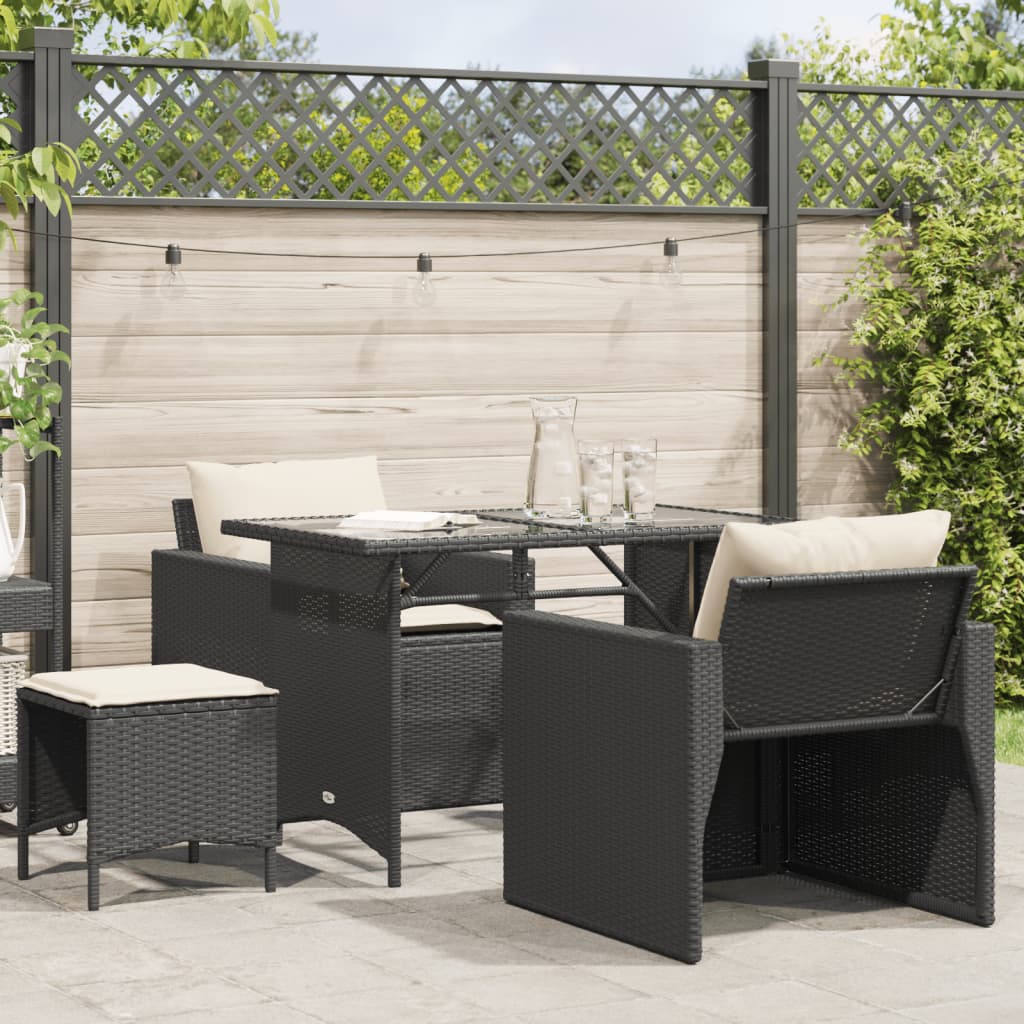 Salon de jardin 4 pcs avec coussins noir résine tressée - XIOS