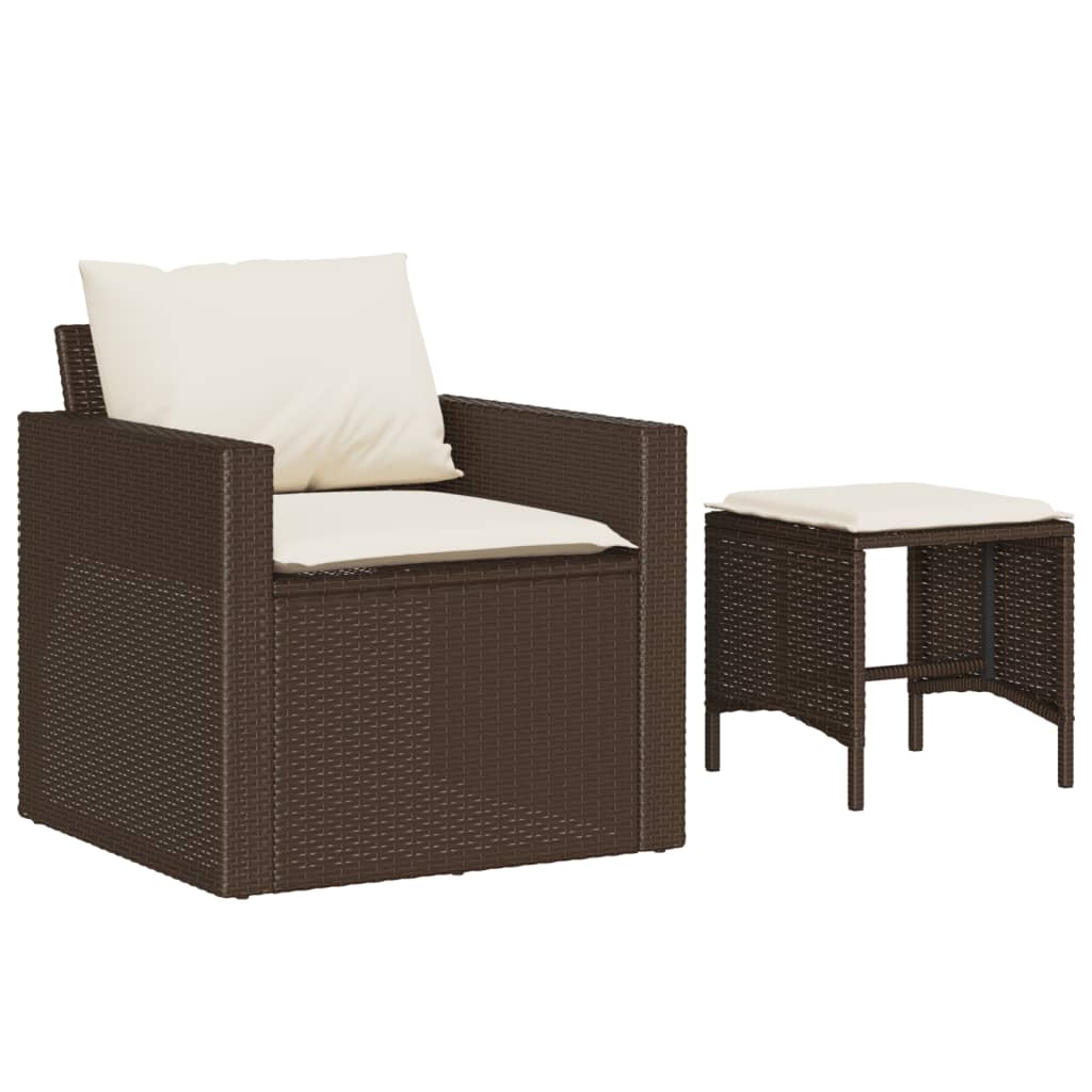 Salon de jardin 4 pcs avec coussins marron résine tressée - XIOS