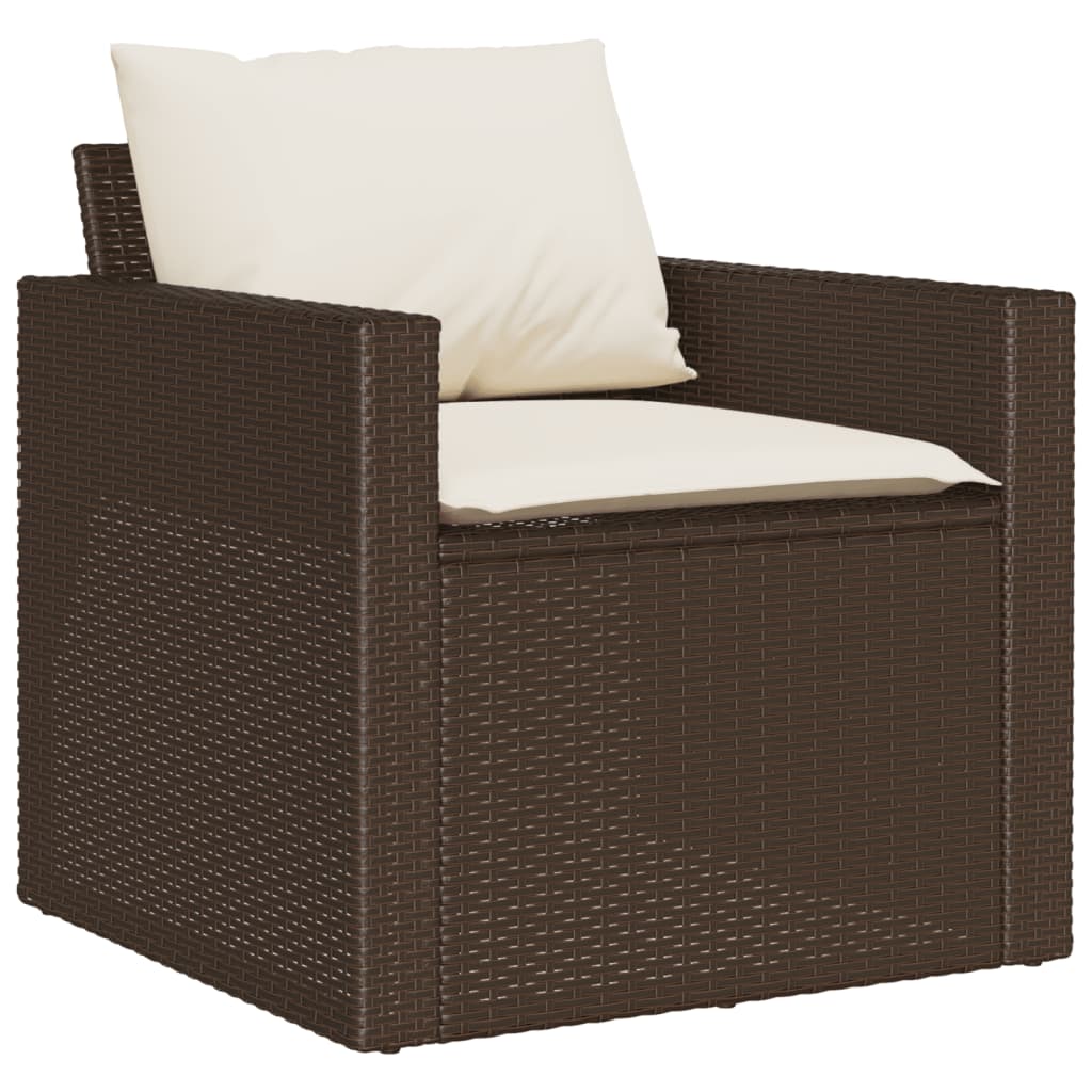 Salon de jardin 4 pcs avec coussins marron résine tressée - XIOS