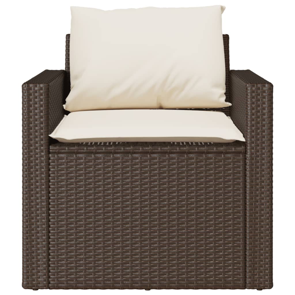 Salon de jardin 4 pcs avec coussins marron résine tressée - XIOS
