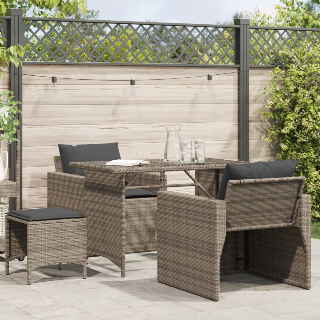 Salon de jardin 4 pcs avec coussins gris résine tressée - XIOS