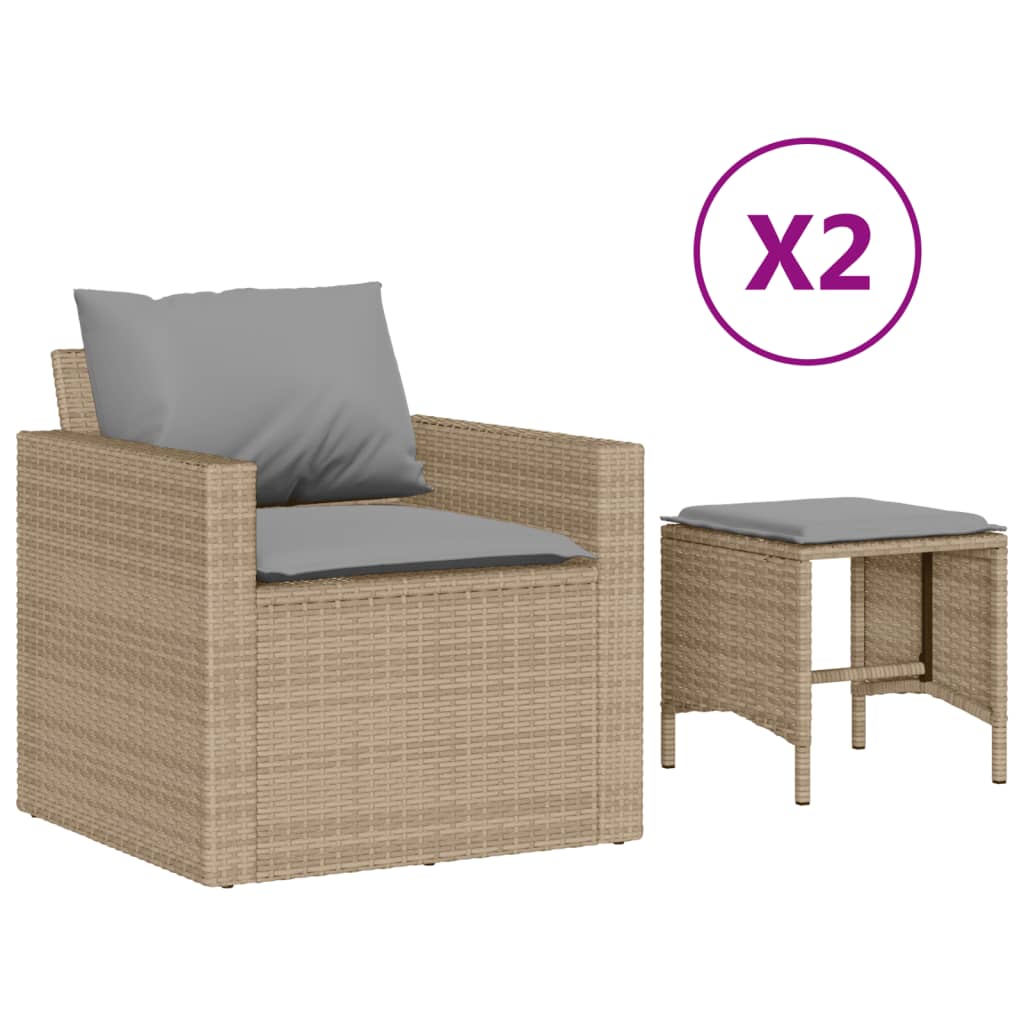 Salon de jardin avec coussins 4 pcs beige résine tressée - XIOS