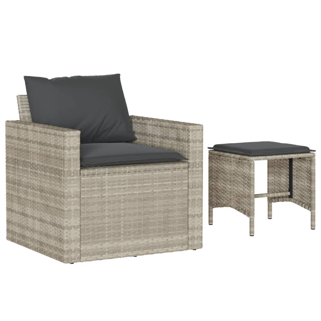 Salon de jardin 4 pcs avec coussins gris clair résine tressée - XIOS