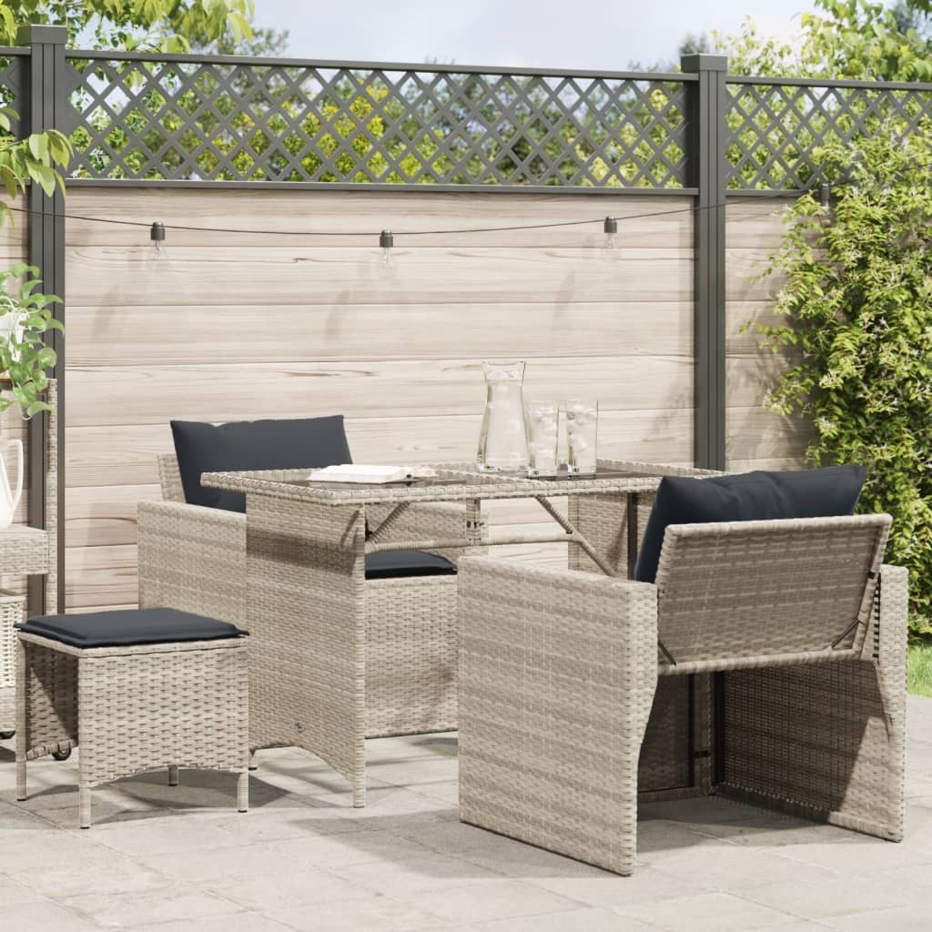 Salon de jardin 4 pcs avec coussins gris clair résine tressée - XIOS
