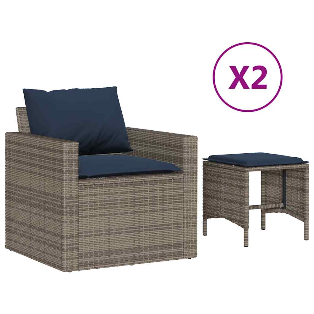 Salon de jardin 4 pcs avec coussins gris résine tressée - XIOS
