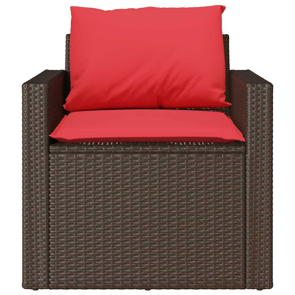 Salon de jardin 4 pcs avec coussins marron résine tressée - XIOS