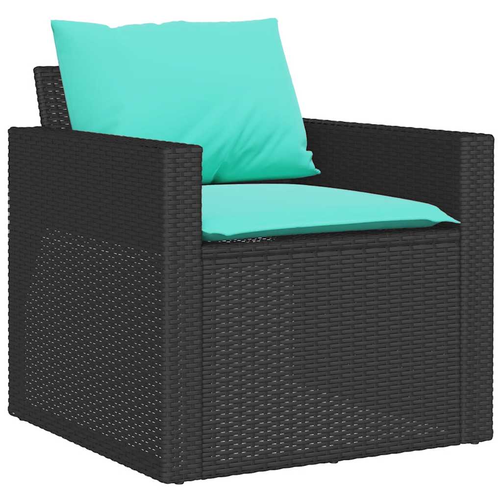Salon de jardin 4 pcs avec coussins noir résine tressée - XIOS