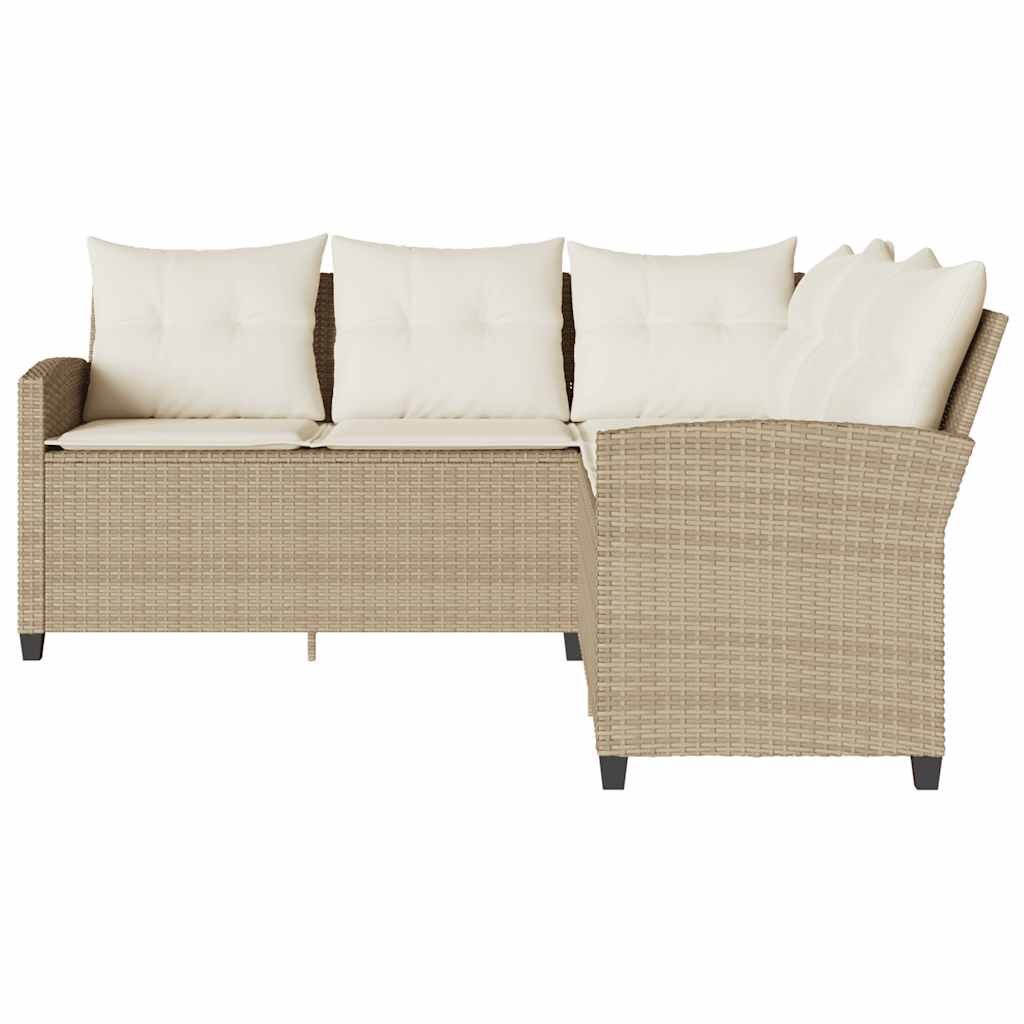 Canapés en forme de L avec coussins beige résine tressée - XIOS