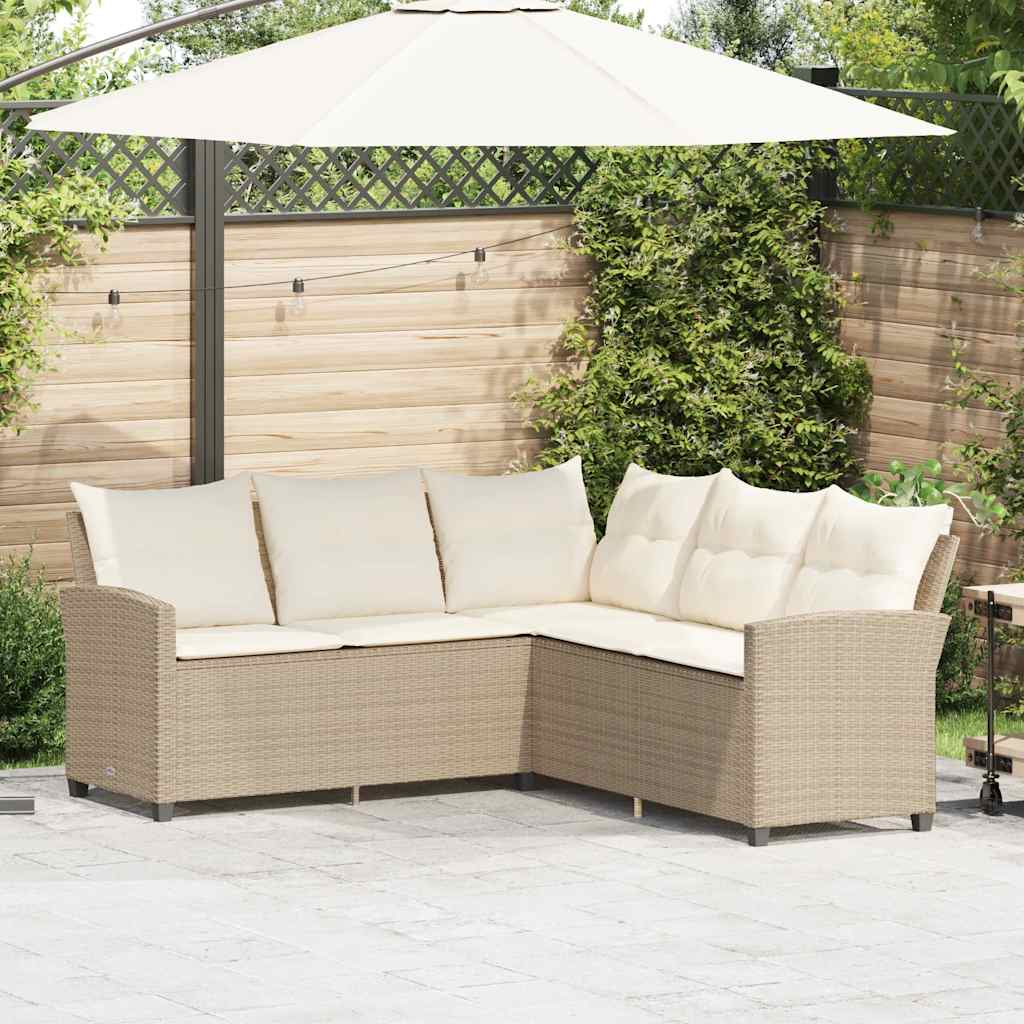 Canapés en forme de L avec coussins beige résine tressée - XIOS