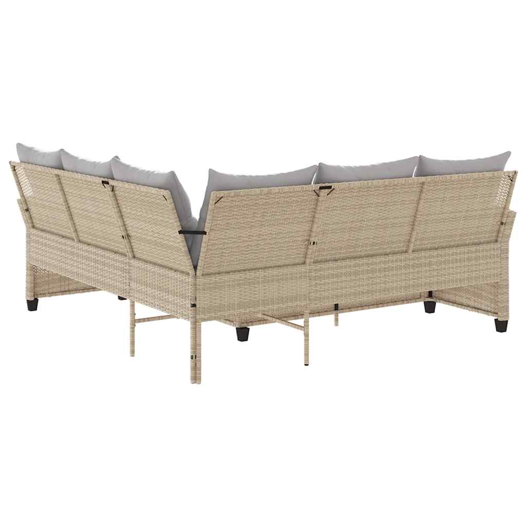 Canapés en forme de L avec coussins beige résine tressée - XIOS