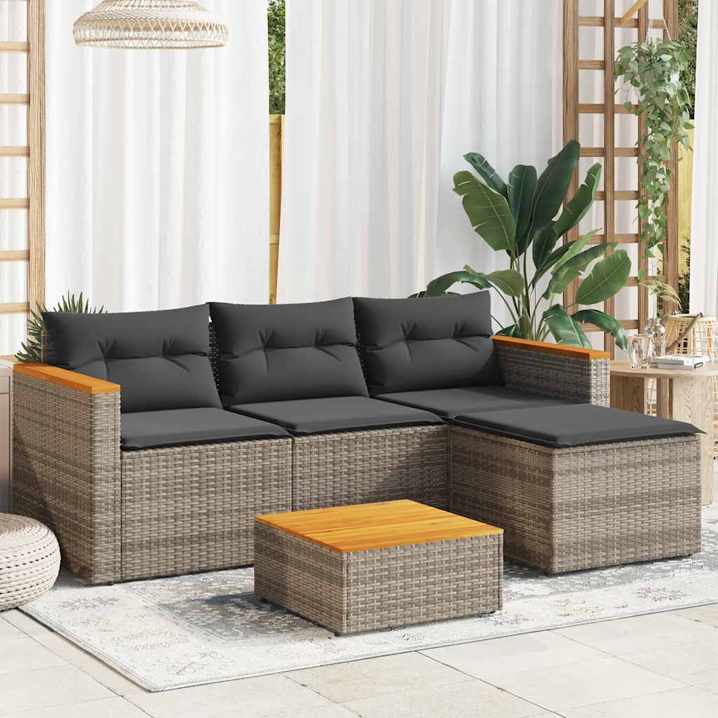 Salon de jardin avec coussins 3 pcs gris résine tressée - XIOS