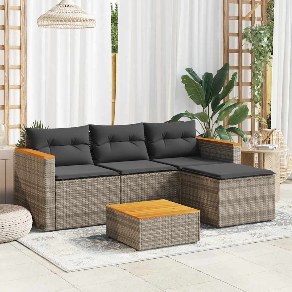 Salon de jardin avec coussins 3 pcs gris résine tressée - XIOS