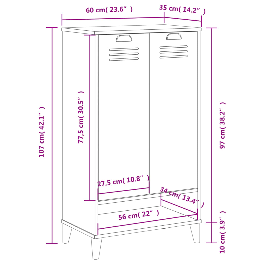 Armoire à chaussures VIKEN noir bois d'ingénierie - XIOS