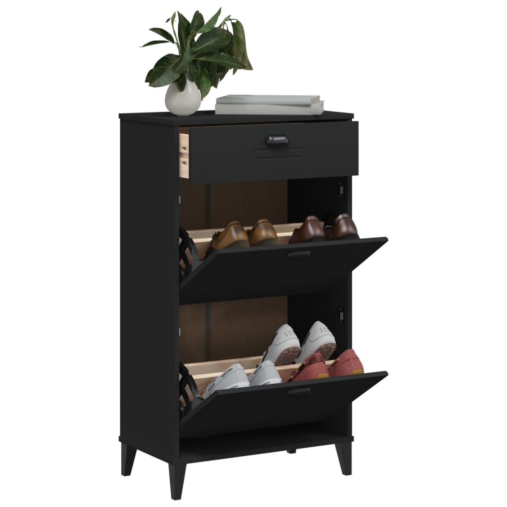 Armoire à chaussures VIKEN noir bois d'ingénierie - XIOS
